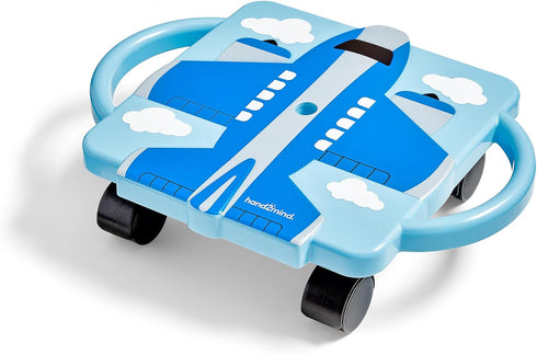 hand2mind Blue Plane Glider Scooter Board, Floor Scooter Board, Gross Motor Toys,