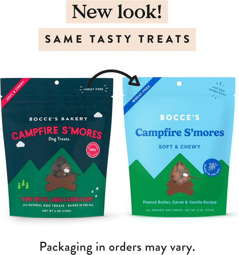Bocce's Bakery Campfire S'Mores Treats for Dogs, Wheat-Free All-Natural Soft & Chewy Cookies, 6 oz
