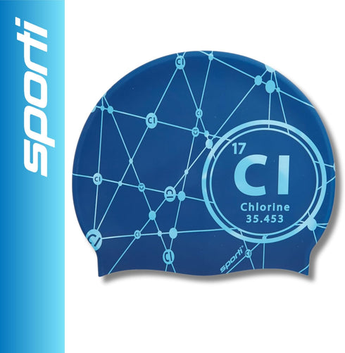 Sporti Silicone Swim Cap with Graphic Design, Height 7.6", Opening 7.5", Non-Slip, Easy Wear and Removal