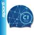 Sporti Silicone Swim Cap with Graphic Design, Height 7.6", Opening 7.5", Non-Slip, Easy Wear and Removal