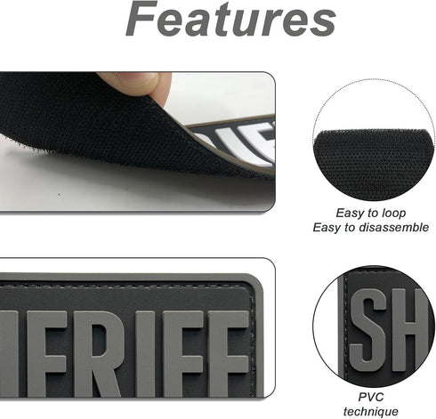 Sheriff Vest Patch Cool Subdued Gray 2x4 inches for County Sheriff Department Tactical Molle Vest