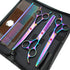 7.0in Titanium Professional Pet Grooming Scissors Set, Straight & Thinning & Curved Scissors, 3pcs Set for Dog Grooming