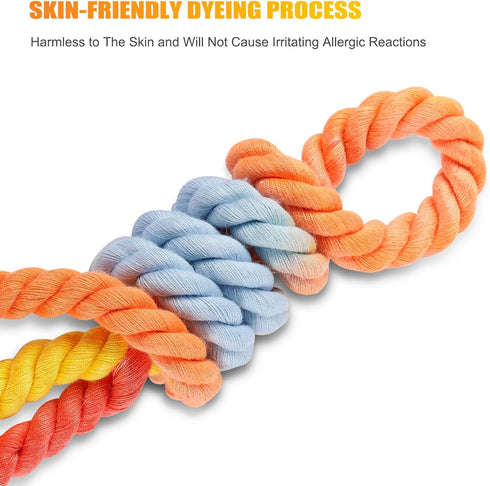 Dog Leash 5 FT, Handmade Braided Cotton Rope for Small, Medium, Large Dogs, Colorful Rainbow with Heavy Duty Clasp
