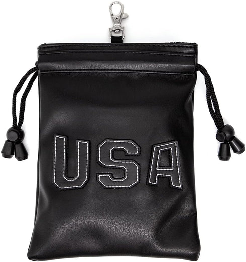 Golf Valuables Pouch, Leather Golf Tee Bag with Drawstrings, Golf Ball Bag for Men and Women