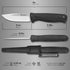 Ganzo G807-BK Fixed Blade Knife, 9CR14 Stainless Steel Blade, Black, Ergonomic Anti-Slip Handle, with Scabbard