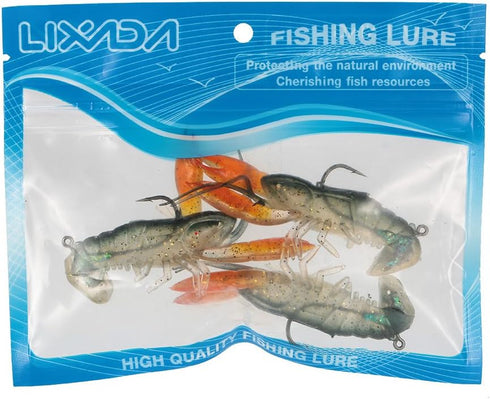 Lixada Soft Fishing Lure Crawfish Bait, Shrimp Lobster Claw Artificial Lure Swimbait, 8cm/14g