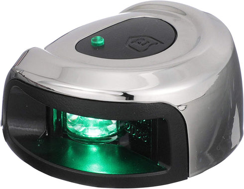 Attwood NV2012SSG-7 LightArmor 2-Mile Navigation Deck Mount Sidelight, Green LED Lighting, Round
