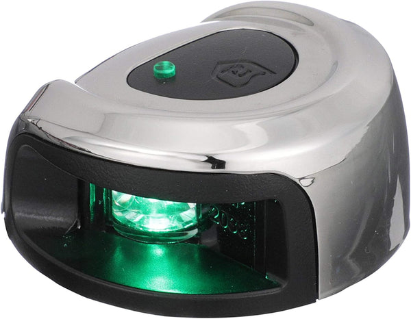 Attwood NV2012SSG-7 LightArmor 2-Mile Navigation Deck Mount Sidelight, Green LED Lighting, Round