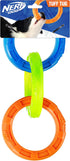 Nerf Dog 11.5in 3-Ring TPR Tug Toy in Blue, Green & Orange