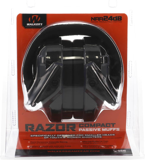 24dB Walker's Compact Passive Earmuffs for Adults - Noise Reduction