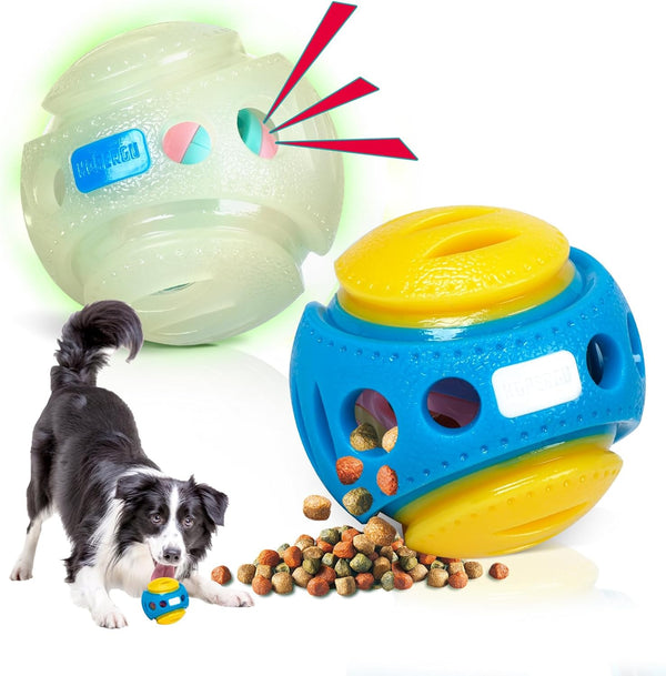2PCS Premium Dog Treat Balls 3", Glow in The Dark Fetch Toys for Small/Medium/Large Dogs, Vanilla Flavor
