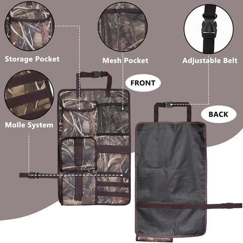 2 Pack Tactical Gun Racks for Truck, Camo Seat Back Holder with Molle Panel, Automotive Racks for Hunting Gear