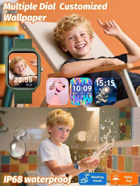 Roffnet 1.83" 12 Kids Smart Watch for Boys Girls, Fitness Tracker with Heart Rate Sleep Monitor, Touchscreen