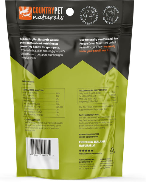 Raw New Zealand Freeze Dried Lamb Liver Treats- Single Ingredient Human Grade 100% Natural Grass Fed Free Range, 60% Protein, Humanely Raised, Minimal processing, No crumbling (4oz recyclable bag)