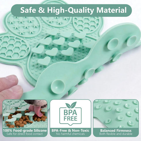 IRRESTRICO Dog Lick Mat with Suction Cups, Slow Feeder & Enrichment Mat for Dogs & Cats, Silicone Feeding Mat for Wet