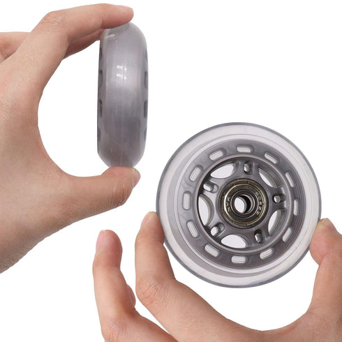 Inline Skate Wheels with Bearings, 3 Inch Roller Blade Wheels 76mm Clear for Office Chairs, Luggage, 4 Pack