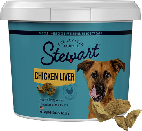 Stewart 100% Chicken Liver Dog Treats, 16.8 oz Tub, ~315 Pieces, Freeze