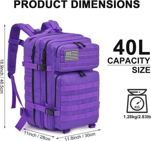 G4Free 40L Military Tactical Backpack - 3 Day Assault Survival Molle Pack, Bug Out Bag, Fishing Rucksack
