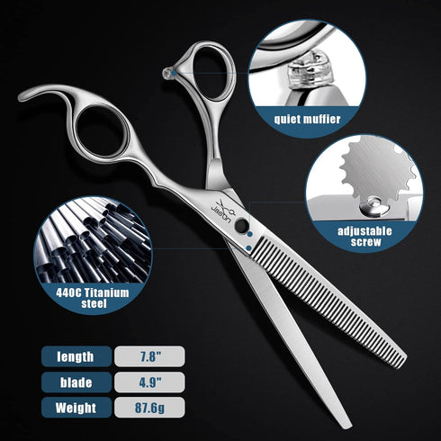 7.5" Trimming Offset JASON Dog Grooming Thinning Blending Scissor, Ergonomic Pet Grooming Thinner Blender Shears Cat