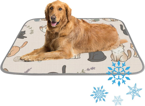 imiBBWQu Dog Cooling Mat Cute Cats Black Yellow Cooling Mat for Dogs Washable