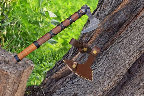 Viking Axe of Ragnar Lothbrok High Carbon Steel Hunting Axe with Leather Sheath