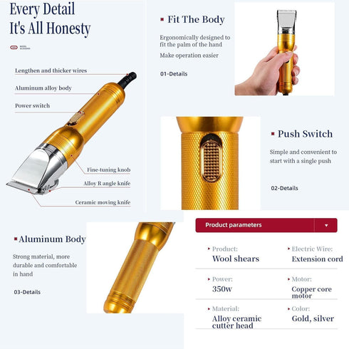 Trimmers Electric Professional Dog Grooming Clippers, Powerful Sheep Shears Pet Grooming Clippers for Heavy Duty