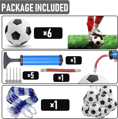 DHYLRICHER 6 Pack 5/4/3 Classic Soccer Balls Size Includes Ball Pump and Net BagSoccer Training Ball Practice