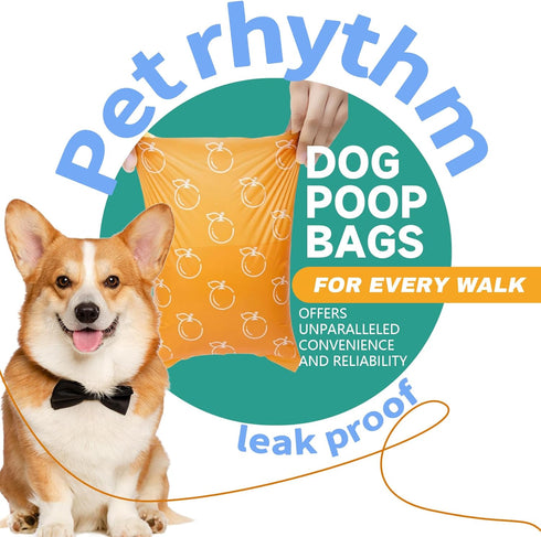 Pet Rhythm 360 counts 13x9 Inch Citrus Scented Dog Poop Bags - Orange Pet Waste Bags with Dispensers, Extra Large