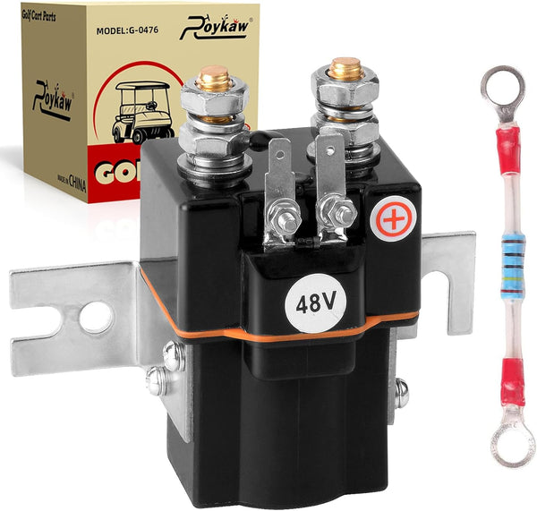 Roykaw 48V Golf Cart Solenoid with Resistor Assembly, 4 Terminal, Compatible with Club Car DS & Precedent Electric