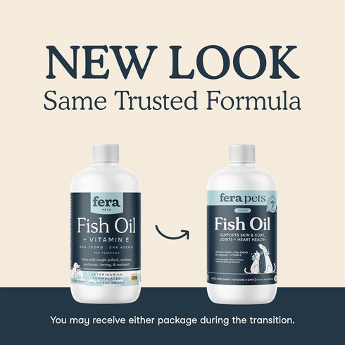 Fera Pet Organics Omega 3 Wild Caught Fish Oil for Dogs & Cats, 8 Oz, EPA & DHA Essential Fatty Acids, Vet Created