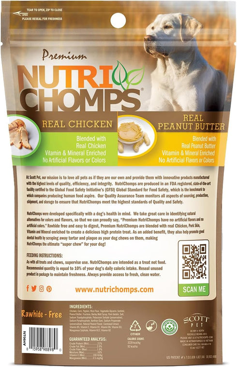 NutriChomps Dog Chews, 2.5-inch Knots, Rawhide-Free Treats, 8 Count, Real Peanut Butter