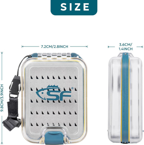 SF Plastic Waterproof Pocket Fly Fishing Box Double Side Clear Lid Easy Grip Balck Foam with Lanyard Mini Fly Box by SF