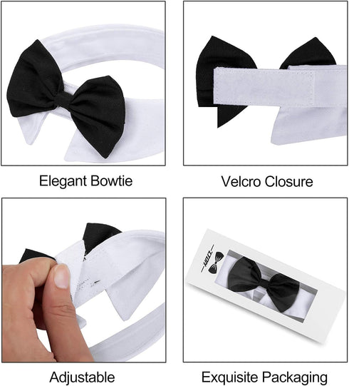 ZTON Handcrafted Adjustable Formal Pet Bowtie Collar Neck Tie for Dogs & Cats (L, Black)