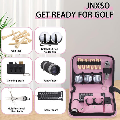 Golf Accessories Set for Men and Women with Hi-End Case, Golf Balls, Tees, Multifunctional Divot Tool, Rangefinder