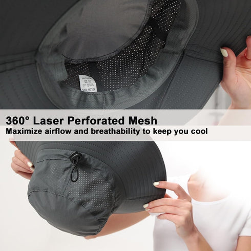 Rosoz Sun Hat for Men and Women - Boonie Bucket Hat with Wide Brim for Fishing, Safari, Beach, Garden UV Protection