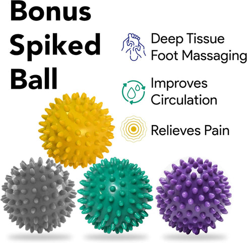 ProHeal Foot Rocker Calf Stretcher with Spiked Ball Massager - for Plantar Fasciitis, Achilles Tendonitis, Gray with