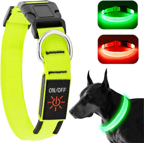 Light Up Dog Collar, Adjustable LED Rechargeable Waterproof for Night Walking, Glow in The Dark for Medium Large Dogs