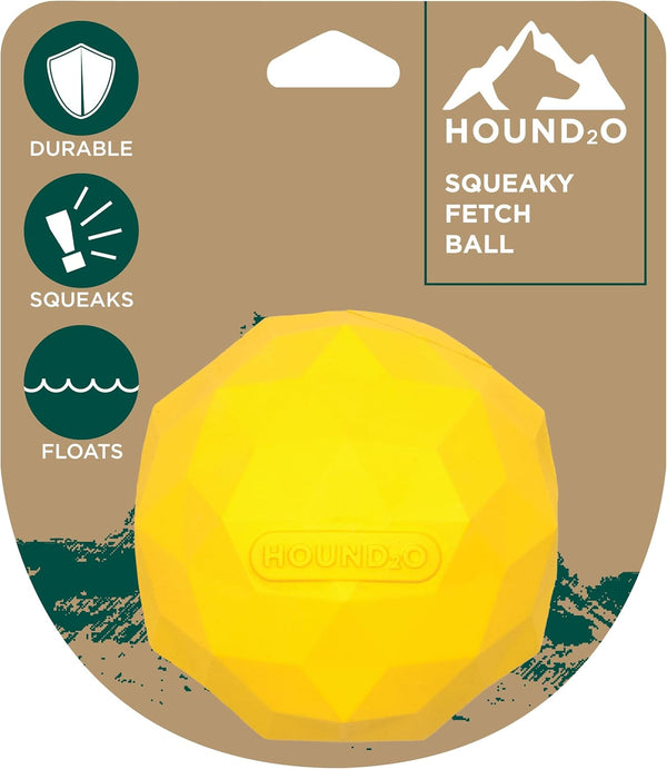 Hound2O Dog Chew Toys, Squeaky Fetch Ball, Yellow, Tough Interactive Chew Toys for All Breeds