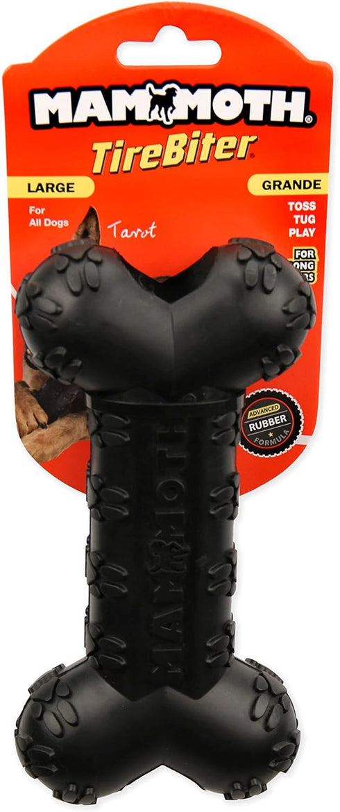 Mammoth TireBiterII Bone with Treat Station, Natural Rubber Dog Toys for Extreme Chewers, Large 7.25