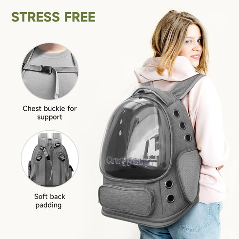 Cat Backpack Carrier, Breathable Large Space Bubble Pet Backpack for Kitty Small Dog up to 12lbs, Transparent &