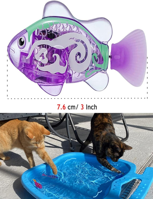 TeDDinke Swimming (6) Fish Toy for Cats,Glowing Waterproof Cat Water Toy with Adjustable Speed and Realistic