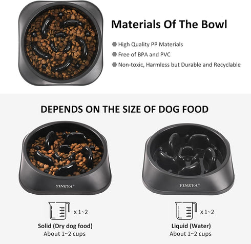 Small Breed Slow Feeder Dog Bowls, Dog Puzzle Feeder, 1~2 Cups Slow Eating Dog Bowl, Small Size Dog Food Bowls