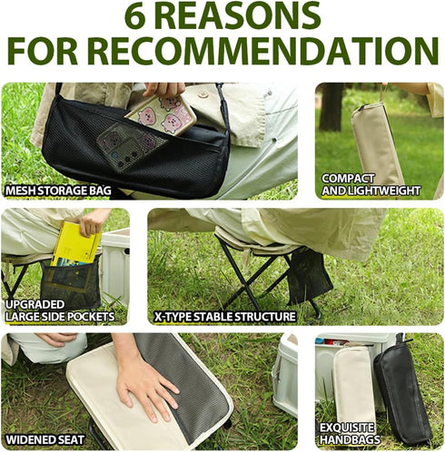 Shrandi 13-Inch 265 LBS Commuting, Pocket Chair Purse Portable Folding Stool Made of Alloy Frame & Oxford Seat