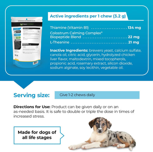 VetriScience Composure Calming Chews for Dogs, 120 Count, Chicken Flavor, Clinically Proven Anxiety Relief Supplement