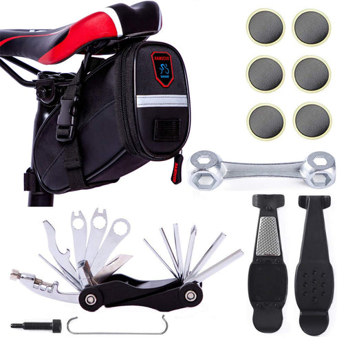 YBEKI NAMUCUO Bike Repair Tool Kits - 19 in 1 Bicycle Tool Set with Saddle Bag and Multi-tool Chain Tool (Black)