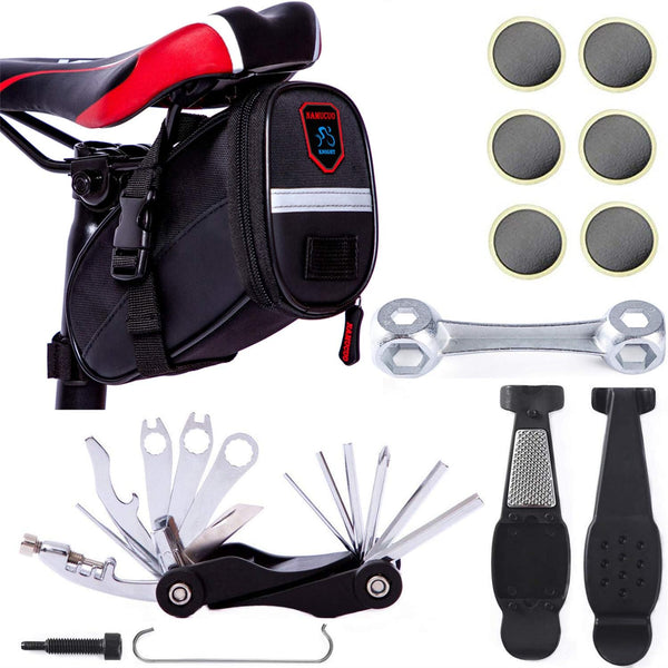 YBEKI NAMUCUO Bike Repair Tool Kits - 19 in 1 Bicycle Tool Set with Saddle Bag and Multi-tool Chain Tool (Black)