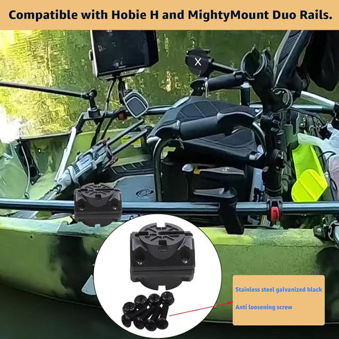 Kayak Fishing Accessories Black Rail Adapter Compatible with Hobie H and MightyMount Duo Rails