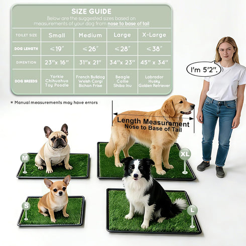 HQ4US 4LEGS 23" 16", Hemmed Dog Grass Pad with Tray Small x Dog Puppy Litter Box with Odor Free Artificial Grass Pee