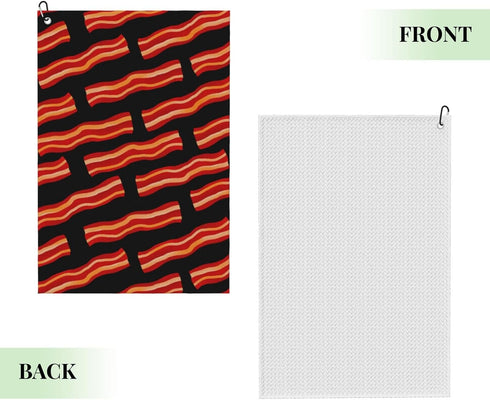 Cghjklzxv 24"X16" Tasty Bacon Strips Quick Dry Golf Towel with Carabiner - Absorbent Sports Towel for Men & Women