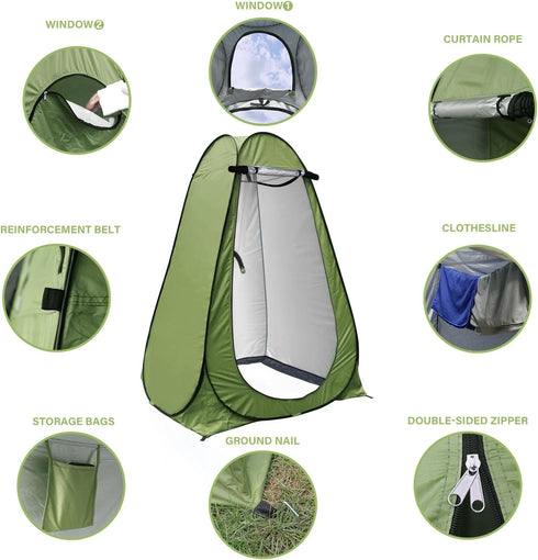 UPF40+ Anngrowy Pop Up Privacy Shower Tent - Portable Outdoor Camping Bathroom Toilet Changing Dressing Room